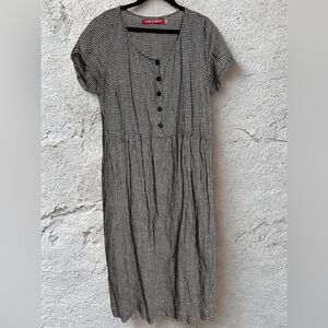 Linen Pyne and Smith handmade black and white checkered dress